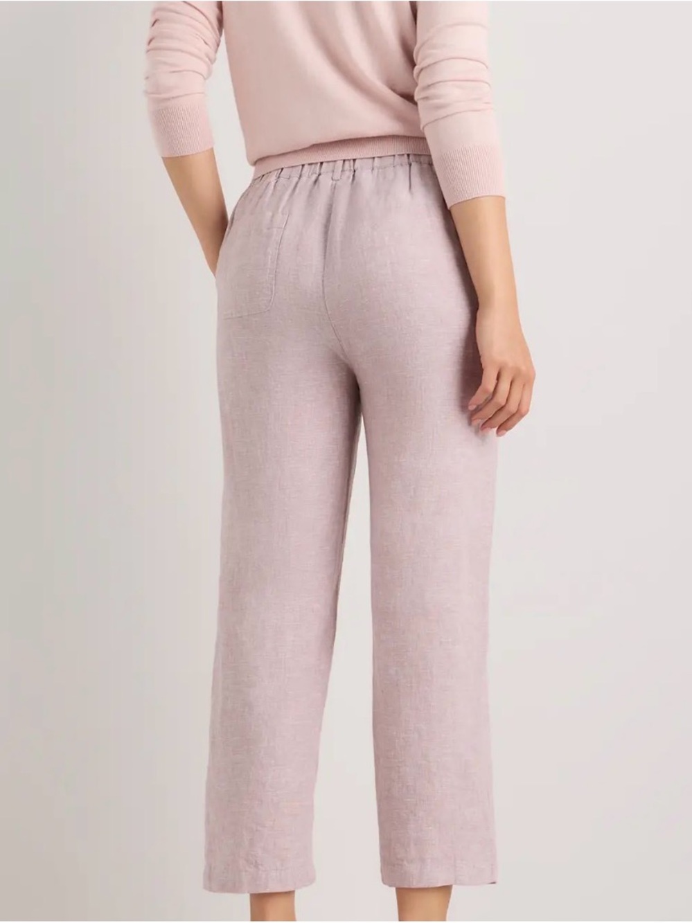Quince 100% Linen Ankle Pants in Vintage Pink Chambray Women’s Large - Picture 2 of 3